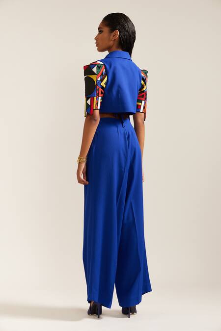 Mini Sondhi Hand Embroidered Cropped Jacket & Pant Set 