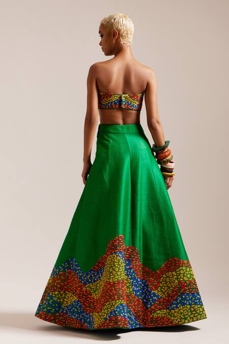 Mini Sondhi Flowering Garden Lehenga With Tube Bralette 