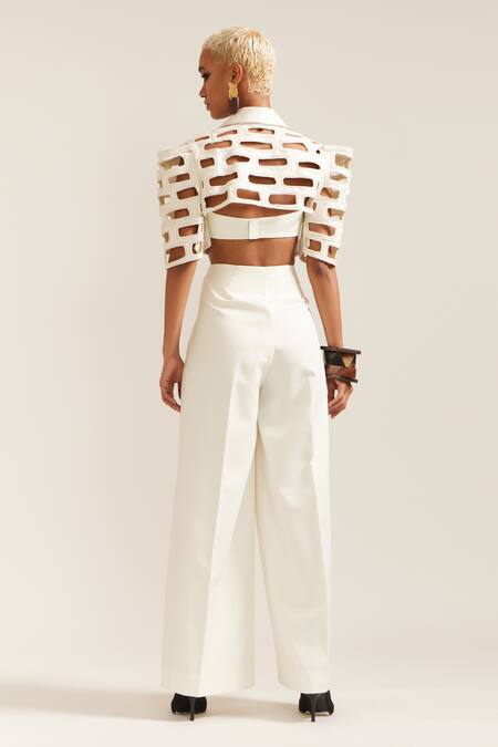 Mini Sondhi Brick Embroidered Jacket With Pant 