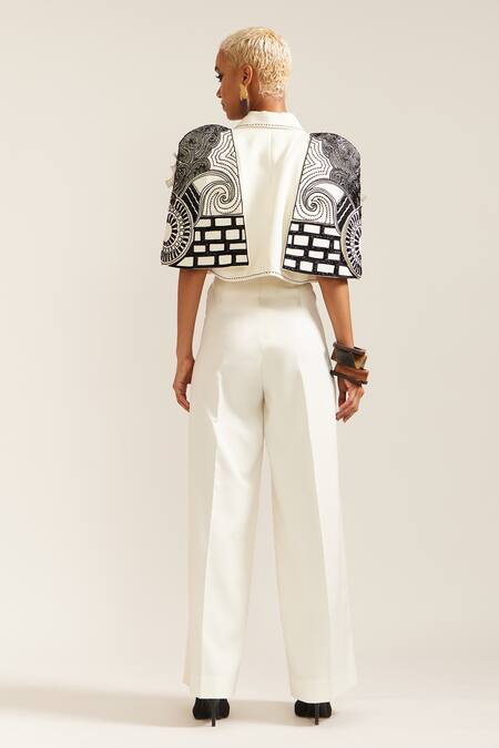 Mini Sondhi 3D Face Embroidered Jacket With Pant 