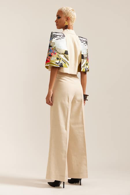 Mini Sondhi Landscape Crop Jacket With Pant 