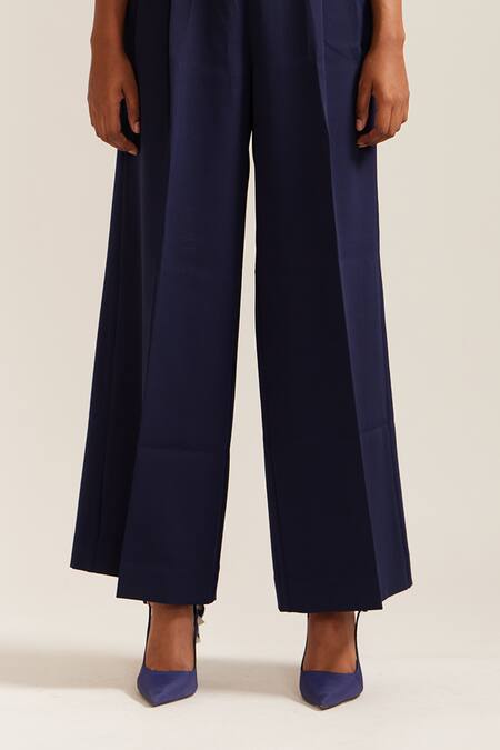 Shop_Mini Sondhi_Blue Crepe Embroidery V-neck Landscape Applique Jacket With Pant _Online_at_Aza_Fashions