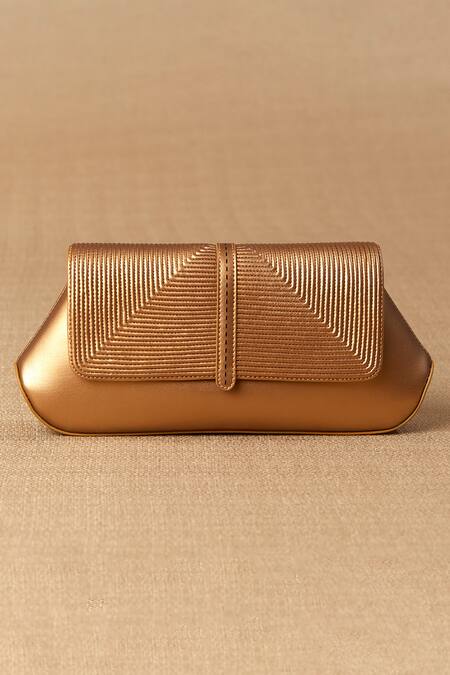 Shop_Ampm_Gold Crystals Izrah Cord Embellished Clutch 