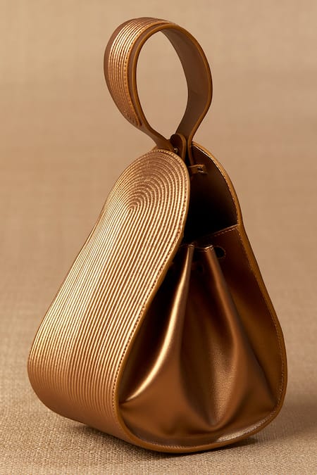 Buy_Ampm_Gold Crystals Nesara Cord Embellished Bucket Bag _Online_at_Aza_Fashions