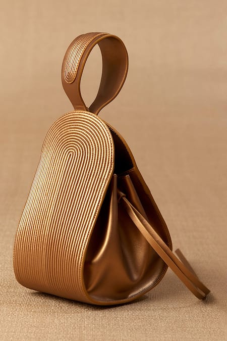 Shop_Ampm_Gold Crystals Nesara Cord Embellished Bucket Bag _Online_at_Aza_Fashions