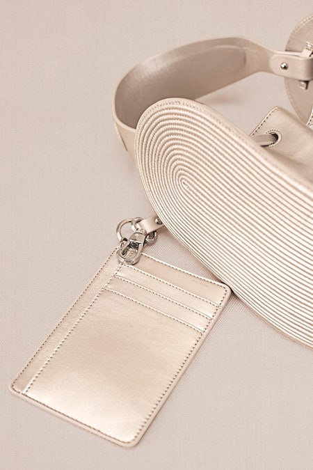 Ampm_White Ruh Cord Work Bucket Bag _at_Aza_Fashions