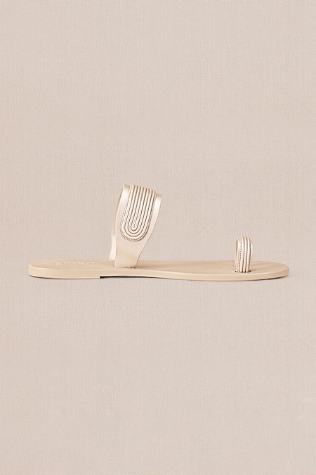 Ampm_White Renya Cord Embroidered Flats _Online_at_Aza_Fashions