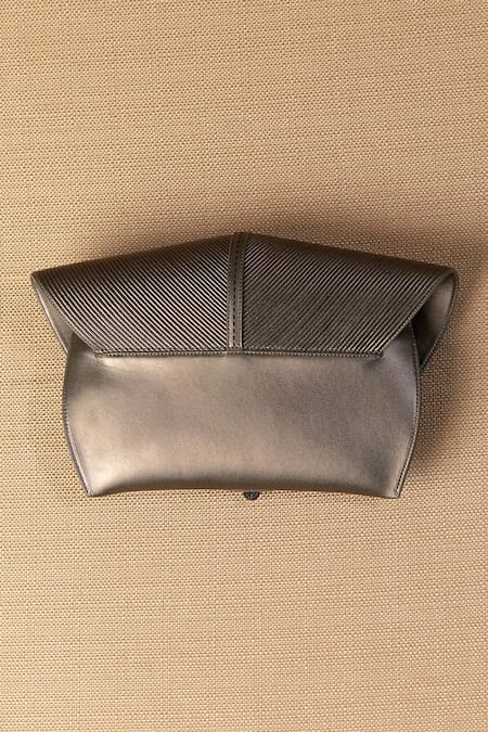 Shop Ampm Grey Myah Cord Work Clutch at Aza Fashions Shop_Ampm_Grey Myah Cord Work Clutch_at_Aza_Fashions