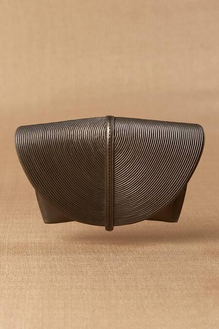 Ampm Grey Myah Cord Work Clutch at Aza Fashions Ampm_Grey Myah Cord Work Clutch_at_Aza_Fashions