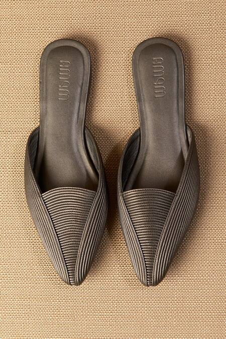 Shop Ampm Grey Ninah Cord Work Mules at Aza Fashions Shop_Ampm_Grey Ninah Cord Work Mules_at_Aza_Fashions