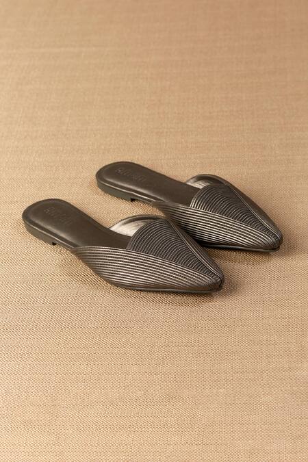 Buy Ampm Grey Ninah Cord Work Mules Online at Aza Fashions Buy_Ampm_Grey Ninah Cord Work Mules_Online_at_Aza_Fashions