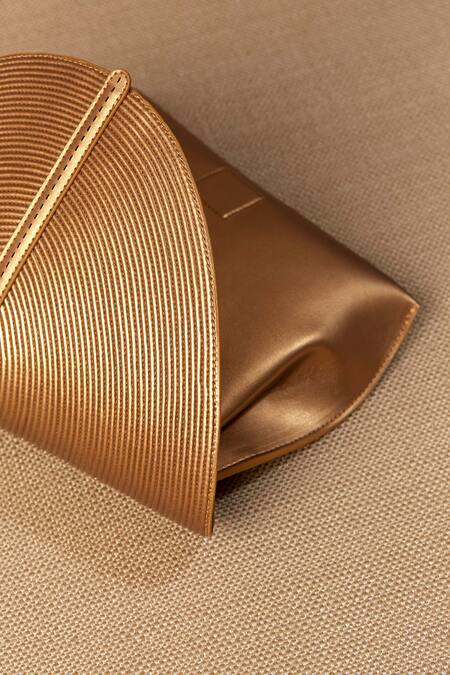 Shop_Ampm_Gold Myah Mini Cord Work Clutch_Online_at_Aza_Fashions