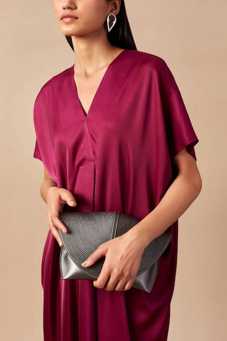 Ampm Grey Chains Myah Mini Cord Embellished Clutch 