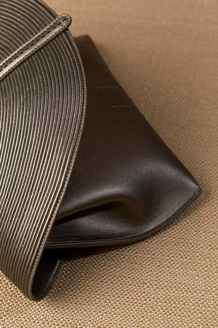 Ampm_Grey Chains Myah Mini Cord Embellished Clutch_Online_at_Aza_Fashions