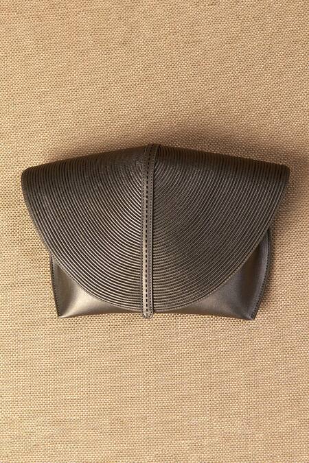 Ampm_Grey Chains Myah Mini Cord Embellished Clutch_at_Aza_Fashions