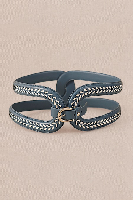 Buy_Ampm_Grey Cut Work Adara Laser Corset Belt _Online_at_Aza_Fashions