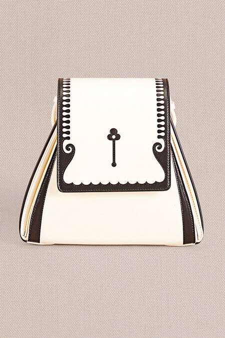 Ampm_Ivory Marham Inlay Design Bucket Bag_Online_at_Aza_Fashions