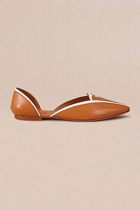 Ampm_Brown Elena Inlay Design Flats_Online_at_Aza_Fashions