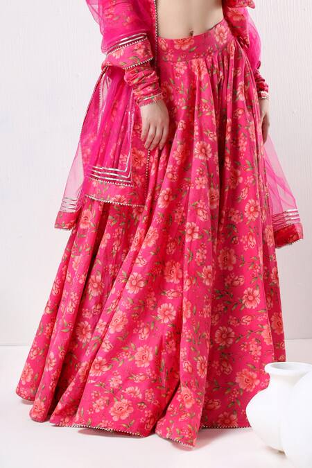 Buy Pomcha Jaipur Pink Cotton, Organza Embroidery, Gota Patti Floral Pattern Blouse Lehenga Set Online at Aza Fashions Buy_Pomcha Jaipur_Pink Cotton, Organza Embroidery, Gota Patti Floral Pattern Blouse Lehenga Set _Online_at_Aza_Fashions