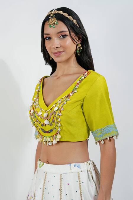 Buy Devyani Mehrotra Ivory Silk, Chiffon Sequins, Beads, Embroidery Summer Floral Print Lehenga Set Online at Aza Fashions Buy_Devyani Mehrotra_Ivory Silk, Chiffon Sequins, Beads, Embroidery Summer Floral Print Lehenga Set_Online_at_Aza_Fashions