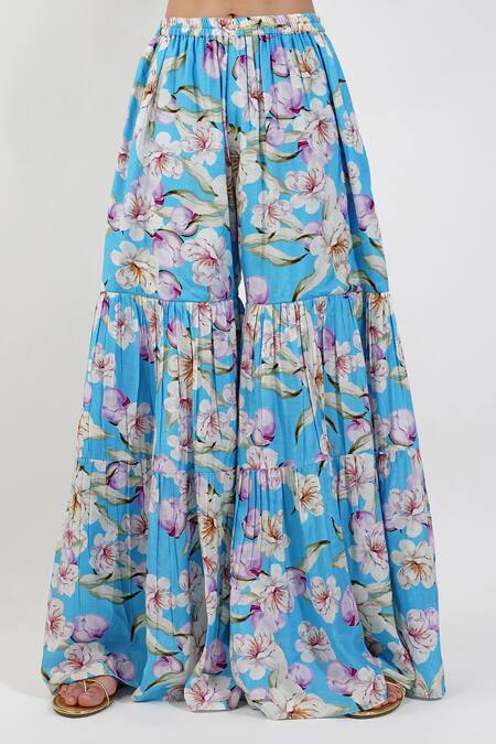 Buy_Devyani Mehrotra_Black Chanderi, Viscose Lace, Embroidery Shabby Panelled Kurta Gharara Set