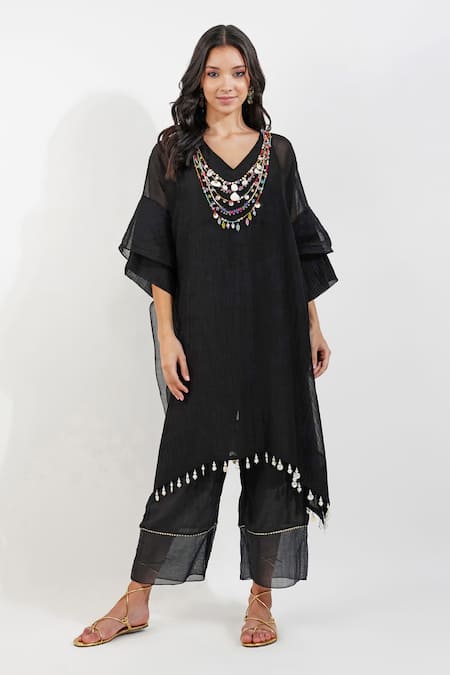 Devyani Mehrotra Shabby Embroidered Kaftan & Pant Set 