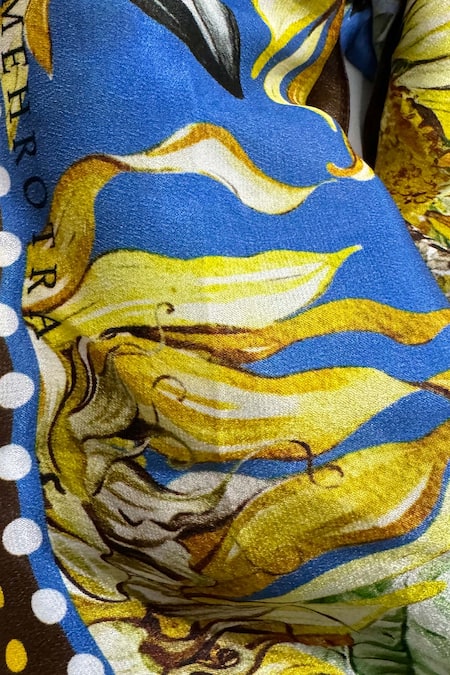 Devyani Mehrotra_Blue Sunflower Print Scarf_Online_at_Aza_Fashions