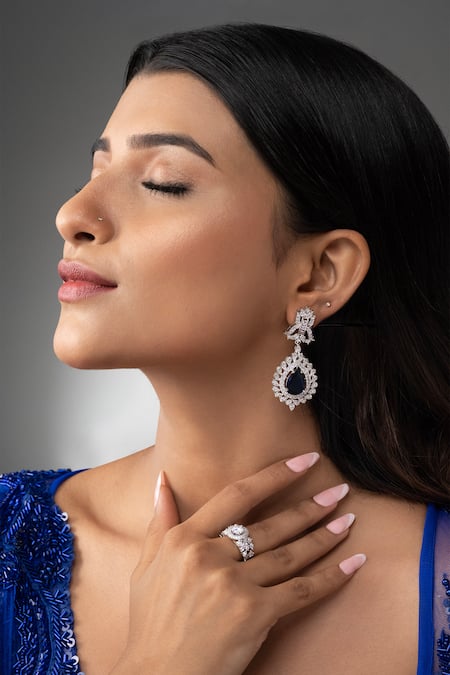 Prihan Luxury Jewelry Cubic Zircon Embellished Drop Earrings 