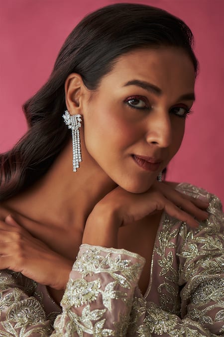 Prihan Luxury Jewelry Cubic Zircon Tasseled Dangler Earrings 