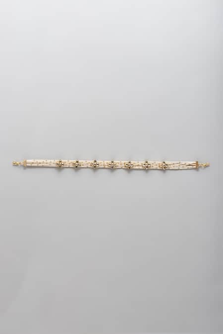 Shop Prihan Luxury Jewelry Gold Plated Kundan Embellished Mathapatti at Aza Fashions Shop_Prihan Luxury Jewelry_Gold Plated Kundan Embellished Mathapatti _at_Aza_Fashions