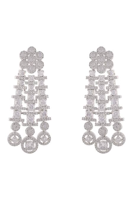 Prihan Luxury Jewelry Silver Plated Imitation Diamonds Cubic Zircon Studded Choker Necklace Set Online at Aza Fashions Prihan Luxury Jewelry_Silver Plated Imitation Diamonds Cubic Zircon Studded Choker Necklace Set _Online_at_Aza_Fashions