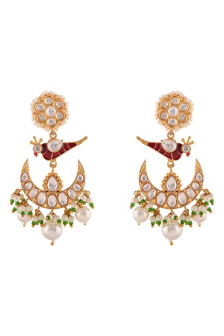 Prihan Luxury Jewelry Red Pearls, Stones Botanic Embellished Necklace Set Online at Aza Fashions Prihan Luxury Jewelry_Red Pearls, Stones Botanic Embellished Necklace Set _Online_at_Aza_Fashions