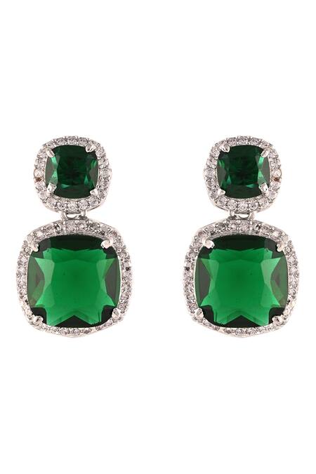 Buy Prihan Luxury Jewelry Green Crystals, Stones Geometric Studded Necklace Set Online at Aza Fashions Buy_Prihan Luxury Jewelry_Green Crystals, Stones Geometric Studded Necklace Set _Online_at_Aza_Fashions