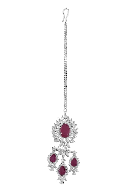 Prihan Luxury Jewelry Red Stones Embellished Maangtikka 