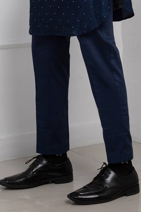 Buy_Smriti By Anju Agarwal_Blue Silk, Cotton Embroidery Azure Frost Ombre Kurta And Pant Set _Online_at_Aza_Fashions