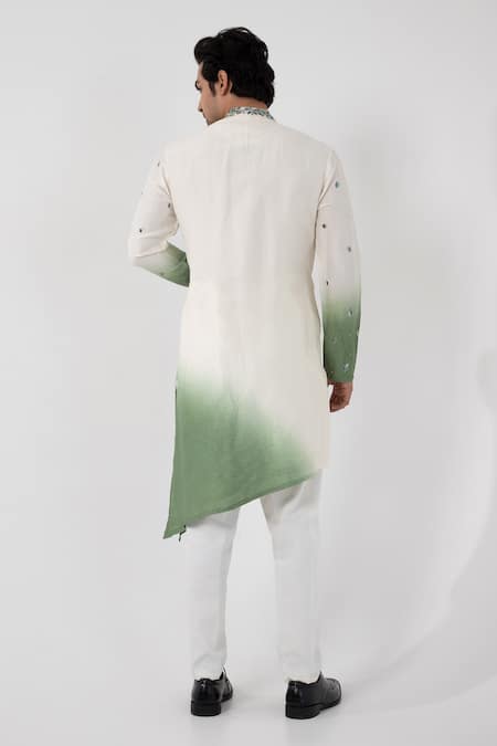 Smriti By Anju Agarwal Seafoam Embroidered Ombre Kurta & Pant Set 