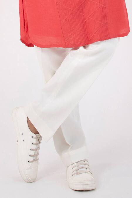 Buy_Smriti By Anju Agarwal_Orange Silk, Cotton Beads, Embroidery Kurta And Pant Set _Online_at_Aza_Fashions