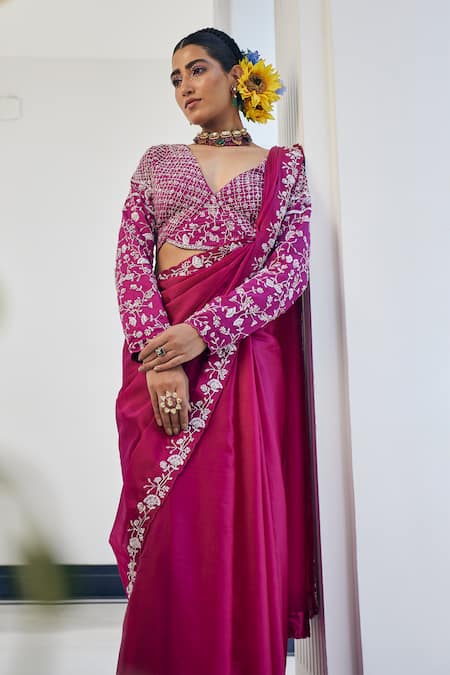 Label Deepshika Agarwal Cutdana Embroidered Saree With Blouse 