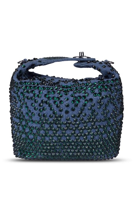 Buy_Etcetera_Blue Emerald Crystals Embellished Pouch _Online_at_Aza_Fashions