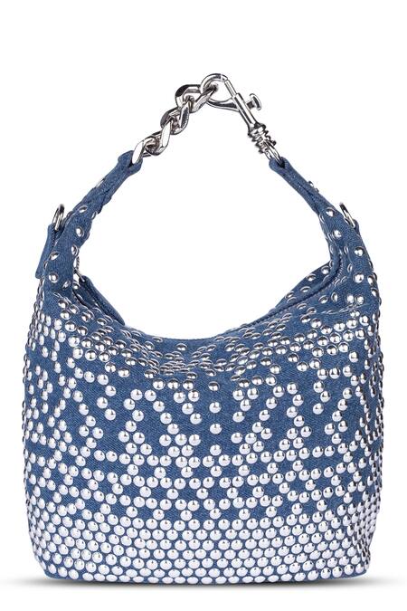 Etcetera_Blue Metal Embellished Pouch _Online_at_Aza_Fashions