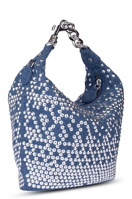 Buy_Etcetera_Blue Metal Embellished Pouch _Online_at_Aza_Fashions