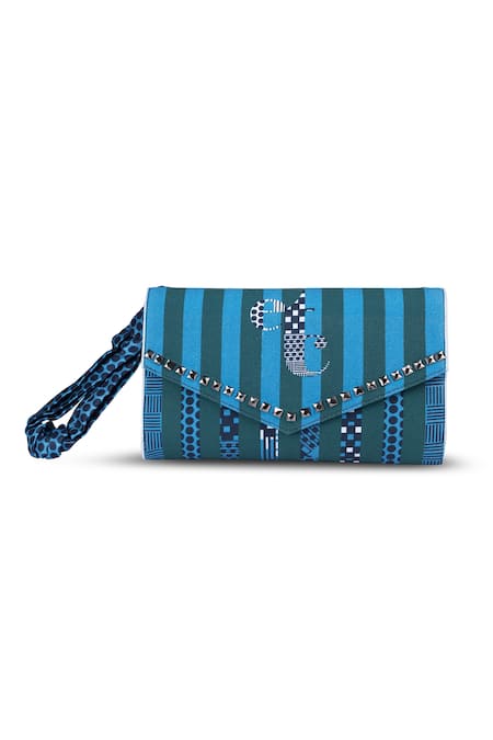 Shop_Etcetera_Blue Geometric Printed And Embellished Envelope Clutch _Online_at_Aza_Fashions