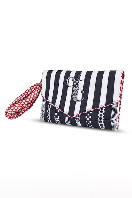 Etcetera Striped Embellished Envelope Clutch 
