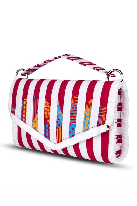 Etcetera Striped Print Envelope Clutch 
