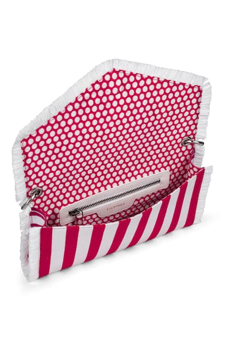 Shop_Etcetera_Red Geometric Striped Print Envelope Clutch _Online_at_Aza_Fashions