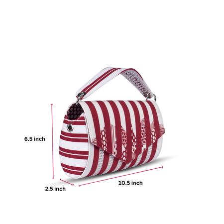 Etcetera_Red Geometric Striped Pattern Envelope Clutch _Online_at_Aza_Fashions