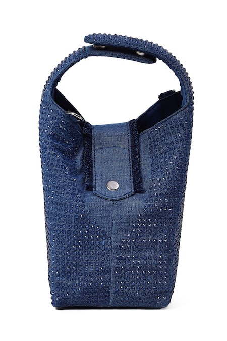 Etcetera_Blue Crystals Embellished Handbag _Online_at_Aza_Fashions