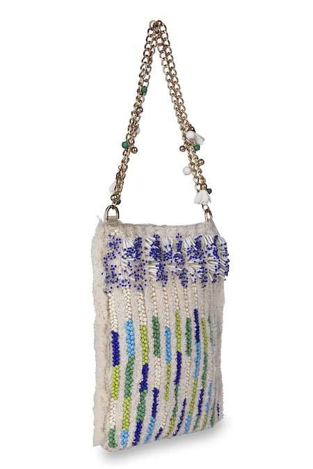 Etcetera_Off White Beads Embellished Cotton Tote Bag _Online_at_Aza_Fashions