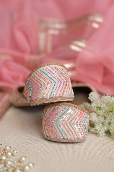 Shop_Coral Haze_Pink Inayat Embellished Juttis _Online_at_Aza_Fashions