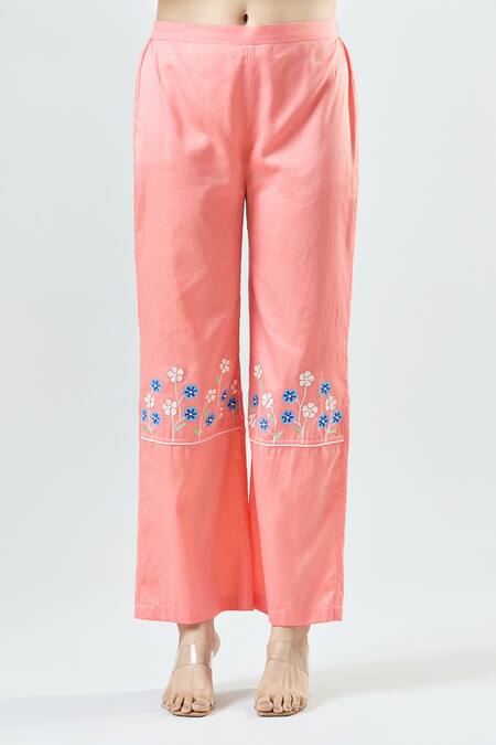 Buy_Seams Pret And Couture_Pink Georgette Embroidered Thread Collar Roset Shirt With Pant 